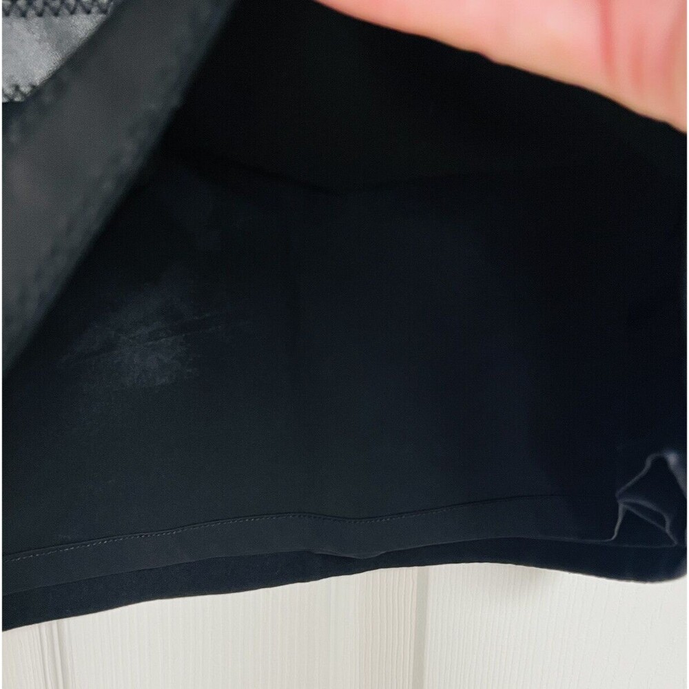 Etcetera Women Size 2 Black Leather Trim Skirt Side Zip Career Business - Picture 6 of 8